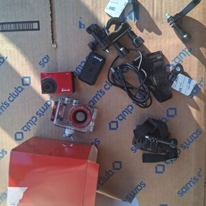 Red Go Pro Camera with Accessories